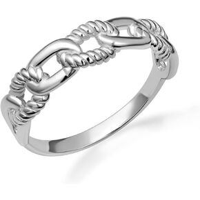 .925 Sterling Silver Chain Link Band Ring with Multiple Ring Size in Saudi Arabia