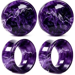 WYR Acrylic Ear Gauge 4pc Set (2 Hollow & 2 Solid): Lightweight Hypoallergenic Ear Plugs for Daily Wear & Piercing Expansion in Saudi Arabia