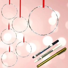 kanpura Set of 6 Personalized Glass Ornaments 3 Inch Clear Round Glass Ornament Blank with Red Ribbon for DIY Crafting Holiday Decor (Includes Black, White, and Gold Markers) in Saudi Arabia