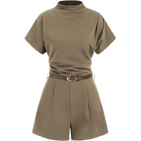 CIDER Stand Collar Romper With Belt in Kuwait