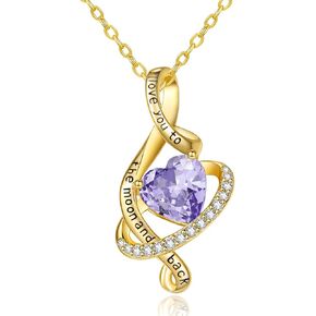 14K Gold I Love You to The Moon and Back Necklace for Women, Heart Pendant Necklace Jewelry Gift for Birthday Christmas Mother's Day in Saudi Arabia