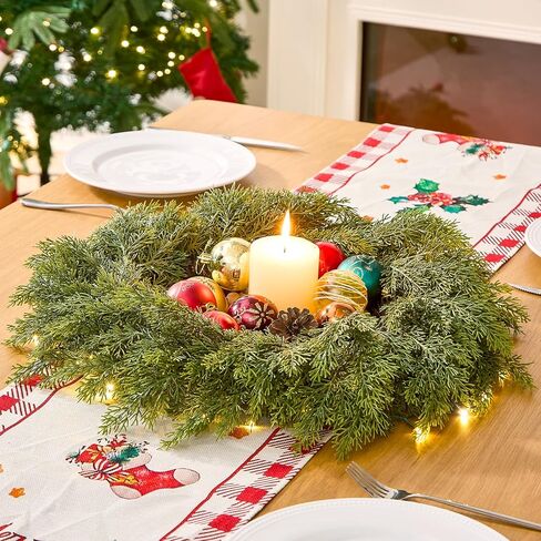 Real Touch Cedar Wreath - 22 Inch Outdoor Traditional Artificial Greenery Wreath for Front Door Windows Indoor Weatherproof Holiday Decor in Saudi Arabia