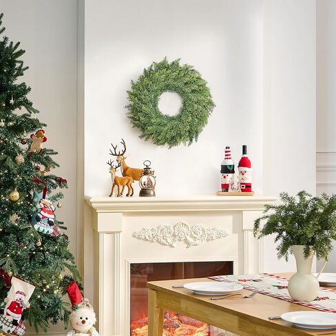 Real Touch Cedar Wreath - 22 Inch Outdoor Traditional Artificial Greenery Wreath for Front Door Windows Indoor Weatherproof Holiday Decor in Saudi Arabia