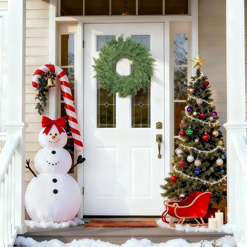 Real Touch Cedar Wreath - 22 Inch Outdoor Traditional Artificial Greenery Wreath for Front Door Windows Indoor Weatherproof Holiday Decor in Saudi Arabia