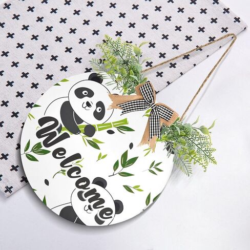 YETTASBIN Welcome Sign Panda Front Door Sign, Waterproof Wall Hanging Plaque Decorative Porch Wreath for Housewarming, Farmhouse Yard Garden Home Holiday Decor, 12 x 12 Inch in Saudi Arabia