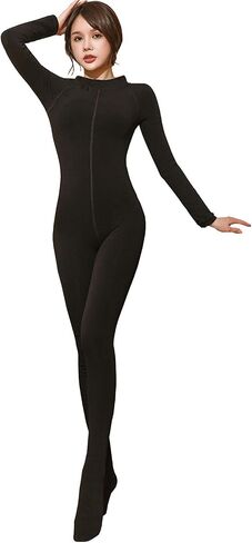 LESOYA Women Men Plus Size 500D Velvet Full Bodystocking Long Sleeve Bodysuit Catsuit Jumpsuit Warm Tights in Saudi Arabia