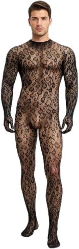 Men‘s Sexy Lingerie Costume Bodysuit Outfits Party Clubwear One Piece Leopard Backless Jumpsuit Undershirts in Saudi Arabia