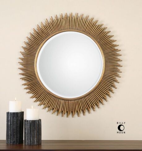 Uttermost Marlo Antique Gold Leaf 36" Round Wall Mirror in Kuwait