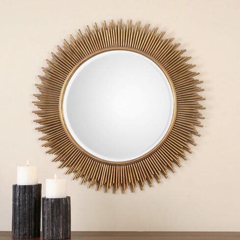 Uttermost Marlo Antique Gold Leaf 36" Round Wall Mirror in Kuwait