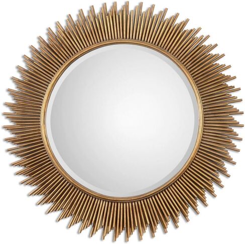 Uttermost Marlo Antique Gold Leaf 36" Round Wall Mirror in Kuwait