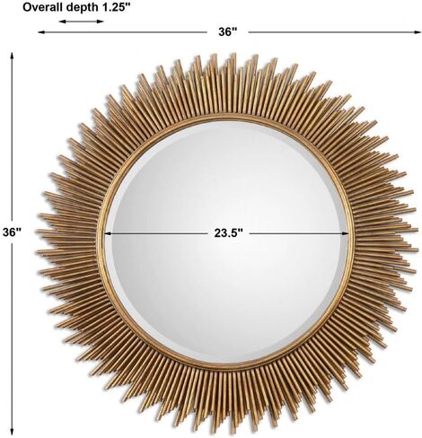 Uttermost Marlo Antique Gold Leaf 36" Round Wall Mirror in Kuwait