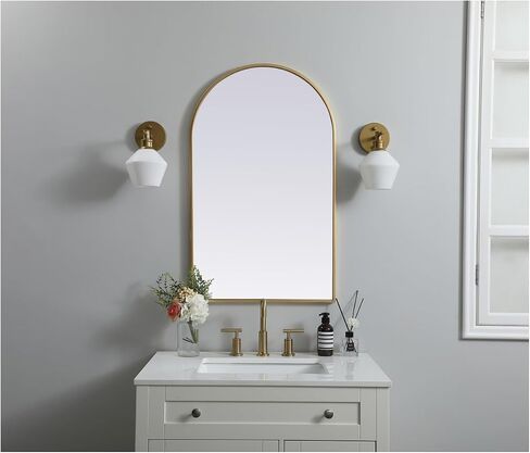 Elegant Decor Ayra 22x36 Arch Modern MDF Wood/Iron Mirror in Brass in Saudi Arabia
