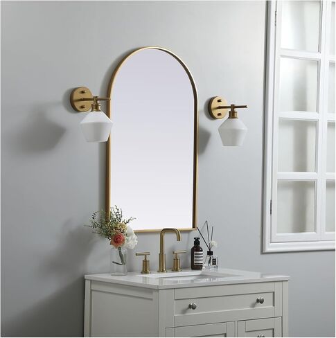 Elegant Decor Ayra 22x36 Arch Modern MDF Wood/Iron Mirror in Brass in Saudi Arabia