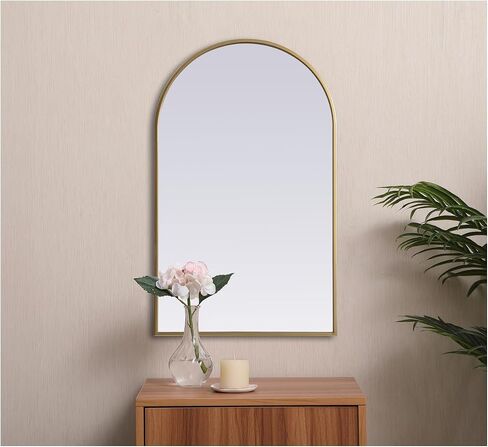Elegant Decor Ayra 22x36 Arch Modern MDF Wood/Iron Mirror in Brass in Saudi Arabia