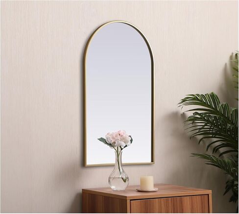 Elegant Decor Ayra 22x36 Arch Modern MDF Wood/Iron Mirror in Brass in Saudi Arabia
