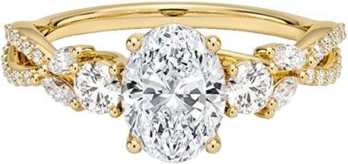 1–5 Carat Lab Grown Diamond Ring VVS2 Engagement Ring 10K 14K 18K Solid Gold & 925 Sterling Silver 3Stone Winding Willow Wedding Bridal Anniversary Proposal Ring for Women(IGI-CERTIFIED) in Saudi Arabia