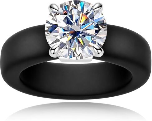 Women's Moissanite Silicone Ring, 3.5 Cttw 925 Sterling Silver, Soft Comfort Fit Engagement Rings with Certificate in Kuwait
