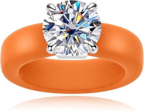 Women's Moissanite Silicone Ring, 3.5 Cttw 925 Sterling Silver, Soft Comfort Fit Engagement Rings with Certificate in Kuwait