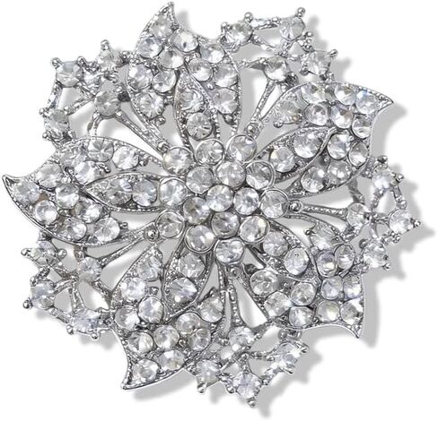 Vintage Rhinestone Flower Brooch Pin for Women Austrian Crystal Elegant Flower Badge Brooches Lapel Pins Scarf Clip Corsage for Clothes Dress Hats Bags Accessory Jewerly for Women in Kuwait