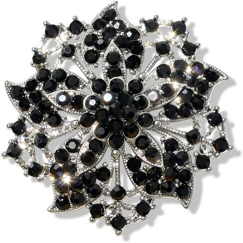 Vintage Rhinestone Flower Brooch Pin for Women Austrian Crystal Elegant Flower Badge Brooches Lapel Pins Scarf Clip Corsage for Clothes Dress Hats Bags Accessory Jewerly for Women in Kuwait