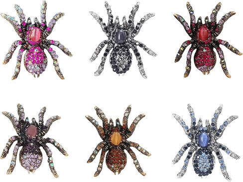 6pcs Ucubwfu Colorful Spider Brooch Set, Rhinestone Spider Pins, Women Insect Brooch Spider Jewelry in Saudi Arabia