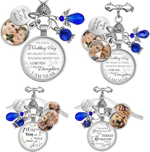 Personalized Bridal Bouquet Charm – Memorial Photo Charms for Wedding Bouquet – Custom Picture Frame Pin for Memory Keepsake – Gift for Bride, Mother, or Loved One -Something Blue Bouquet Charm in Saudi Arabia
