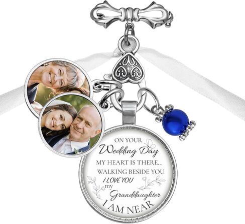 Personalized Bridal Bouquet Charm – Memorial Photo Charms for Wedding Bouquet – Custom Picture Frame Pin for Memory Keepsake – Gift for Bride, Mother, or Loved One -Something Blue Bouquet Charm in Saudi Arabia