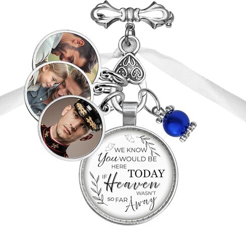 Personalized Bridal Bouquet Charm – Memorial Photo Charms for Wedding Bouquet – Custom Picture Frame Pin for Memory Keepsake – Gift for Bride, Mother, or Loved One -Something Blue Bouquet Charm in Saudi Arabia