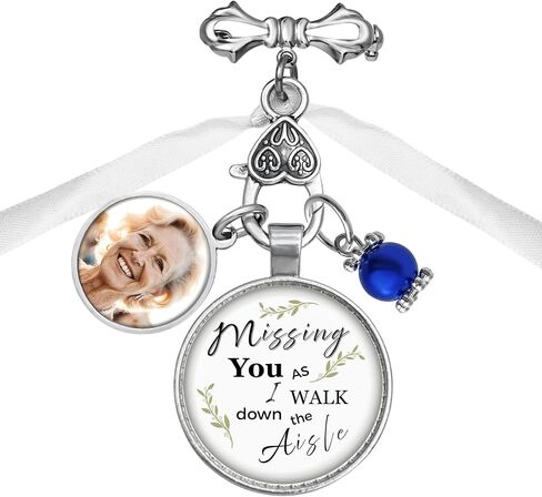 Personalized Bridal Bouquet Charm – Memorial Photo Charms for Wedding Bouquet – Custom Picture Frame Pin for Memory Keepsake – Gift for Bride, Mother, or Loved One -Something Blue Bouquet Charm in Saudi Arabia