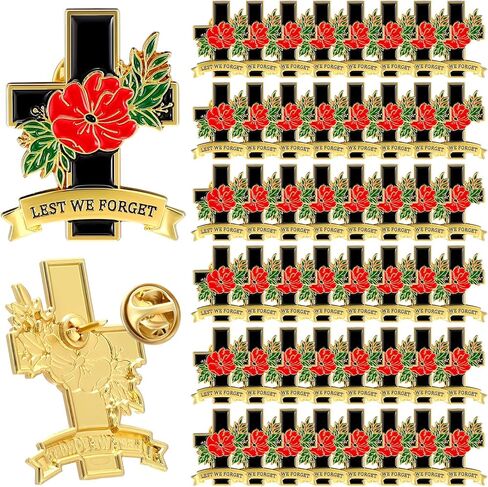 Landical Poppy Pins Lest We Forget Gifts for Remembrance Day Veterans Day Poppies Metal Red Poppy Brooches Lapel Pins in Kuwait