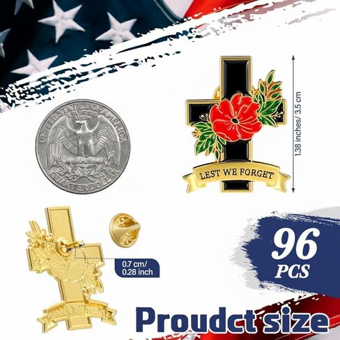 Landical Poppy Pins Lest We Forget Gifts for Remembrance Day Veterans Day Poppies Metal Red Poppy Brooches Lapel Pins in Kuwait