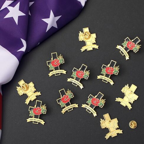Landical Poppy Pins Lest We Forget Gifts for Remembrance Day Veterans Day Poppies Metal Red Poppy Brooches Lapel Pins in Kuwait
