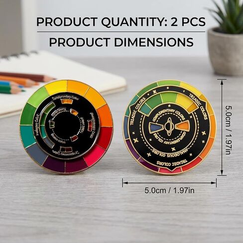 2PCS Color Wheel Pin, Color Wheels for the Artist, Social Battery Pin, Theory Wheels, Badge Creative Artist Gift in Saudi Arabia