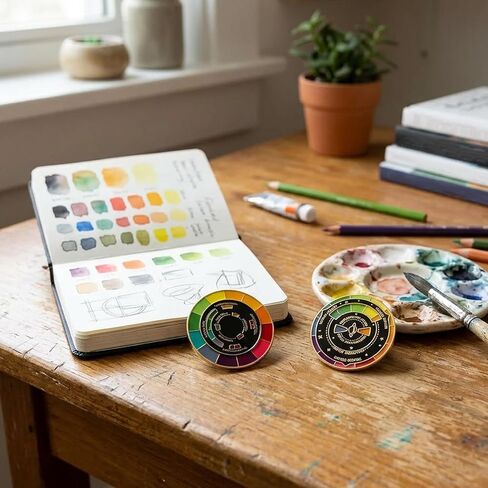2PCS Color Wheel Pin, Color Wheels for the Artist, Social Battery Pin, Theory Wheels, Badge Creative Artist Gift in Saudi Arabia