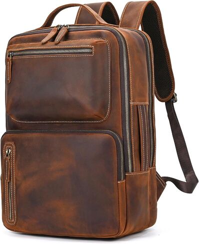 Full Grain Leather 15.6 Laptop Backpack for Men Work Commute Casual Daypack in Saudi Arabia