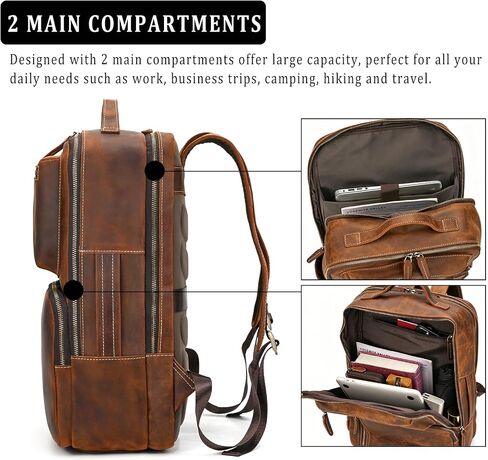 Full Grain Leather 15.6 Laptop Backpack for Men Work Commute Casual Daypack in Saudi Arabia