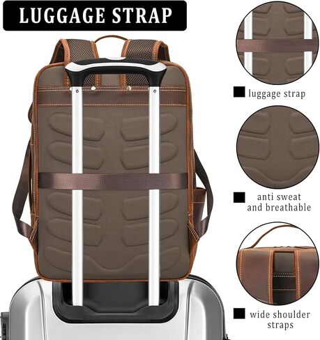 Full Grain Leather 15.6 Laptop Backpack for Men Work Commute Casual Daypack in Saudi Arabia