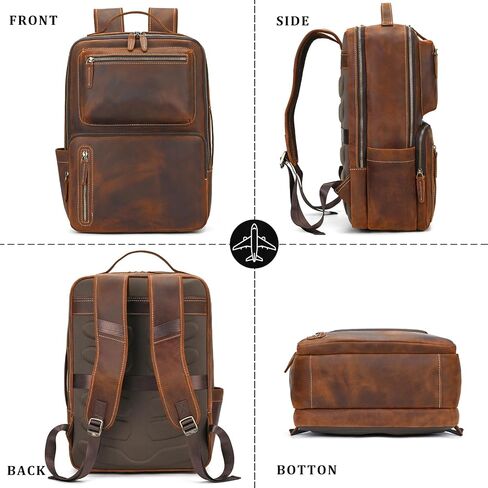 Full Grain Leather 15.6 Laptop Backpack for Men Work Commute Casual Daypack in Saudi Arabia