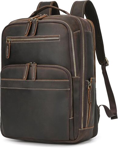Full Grain Leather 15.6 Laptop Backpack for Men Work Commute Casual Daypack in Saudi Arabia