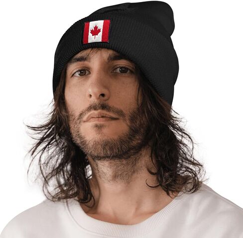 Canada Canadian Flag Beanie Hat for Men Women Winter Warm Beanie Hats Stretch Skull Knit Hat Cap Black in Saudi Arabia