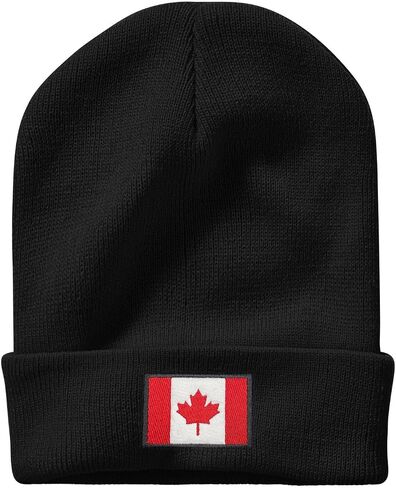 Canada Canadian Flag Beanie Hat for Men Women Winter Warm Beanie Hats Stretch Skull Knit Hat Cap Black in Saudi Arabia