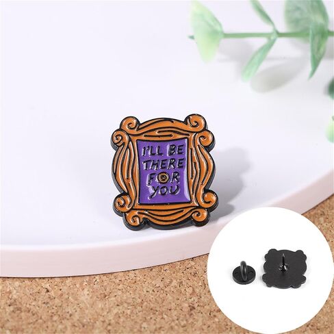 WCRAZYE Friends Earrings Necklace Brooch Set for Women Unique Yellow TV Show Merchandise Friend Themed Frame Necklace Monica Peephole Door Frame Dangle Drop Earring 90s Themed Jewelry Gift in Kuwait