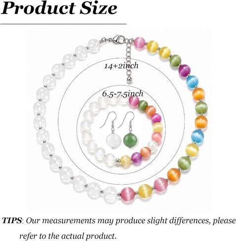 Dopamine Necklace Uv Reactive Necklace Jewelry Colorful Rainbow Beaded Necklaces Dopamine Jewelry Set Uv Color Mood Necklaces Bracelet Earrings Summer Beach Vacation Gifts for Women in Saudi Arabia