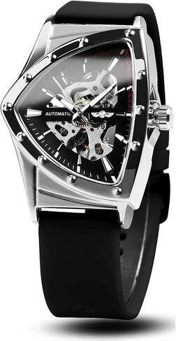 Men Military Skeleton Automatic Mechanical Wrist Watch Triangle Wristwatch Gifts for Men in Saudi Arabia