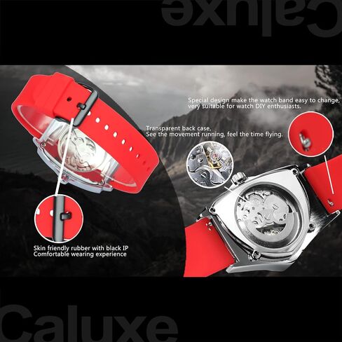 Men Military Skeleton Automatic Mechanical Wrist Watch Triangle Wristwatch Gifts for Men in Saudi Arabia