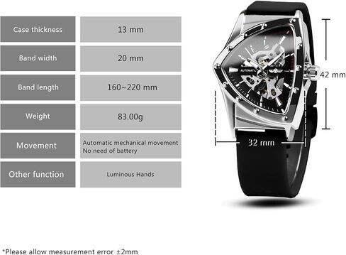 Men Military Skeleton Automatic Mechanical Wrist Watch Triangle Wristwatch Gifts for Men in Saudi Arabia