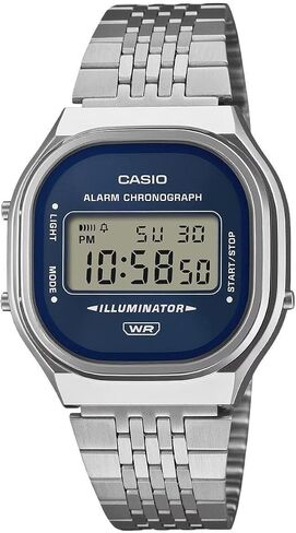 Casio Vintage Navy Blue Dial Stainless Steel Digital Watch 39x36.8mm - A140WE-2A in Kuwait