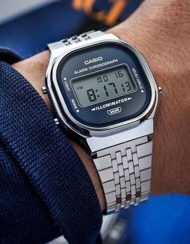 Casio Vintage Navy Blue Dial Stainless Steel Digital Watch 39x36.8mm - A140WE-2A in Kuwait