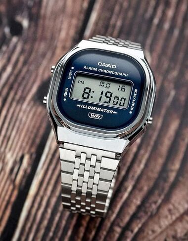 Casio Vintage Navy Blue Dial Stainless Steel Digital Watch 39x36.8mm - A140WE-2A in Kuwait