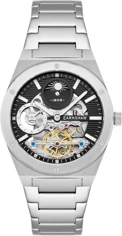 Thomas Earnshaw Men's 42.5mm Drake Dual Time Automatic Watch with Solid Stainless Steel Bracelet ES-8291 in Saudi Arabia